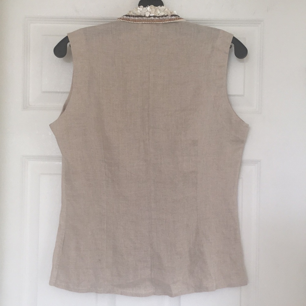 Beautiful Shell Embellished Linen Top - image 4